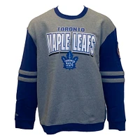 Men's Mitchell & Ness Heather Gray Toronto Maple Leafs All Over Pullover Sweatshirt