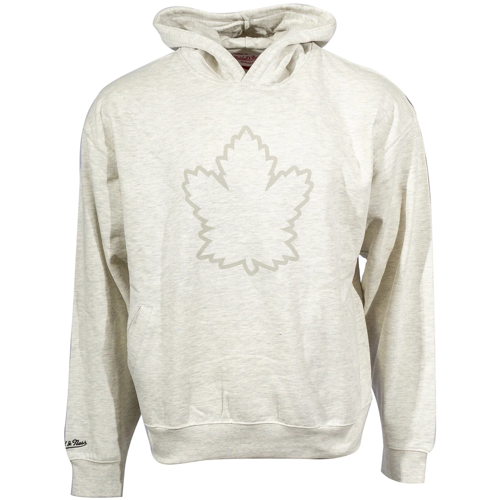 Men's Mitchell & Ness Oatmeal Toronto Maple Leafs Hockey Nights Oversized Pullover Hoodie