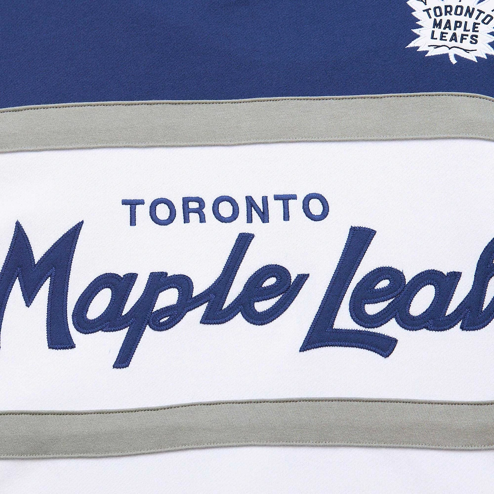 Chandail à capuchon d'entraîneur-chef des Maple Leafs de Toronto blanc/bleu Mitchell & Ness pour hommes