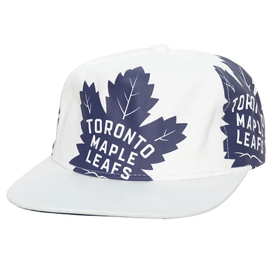 Men's Mitchell & Ness White Toronto Maple Leafs In Your Face Deadstock Snapback Hat