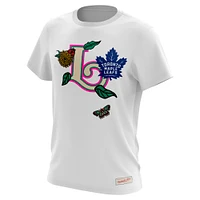 T-shirt blanc avec lettre printanière des Maple Leafs de Toronto Mitchell & Ness pour hommes