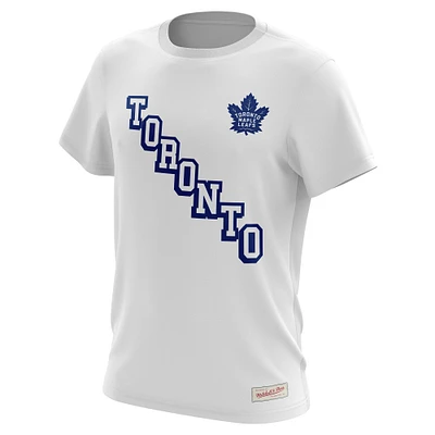 T-shirt blanc à lettres superposées Mitchell & Ness pour homme, motif Maple Leafs de Toronto