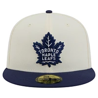 Casquette ajustée Chrome 59FIFTY pour homme New Era crème/bleu marine des Maple Leafs de Toronto