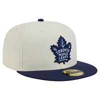 Casquette ajustée Chrome 59FIFTY pour homme New Era crème/bleu marine des Maple Leafs de Toronto