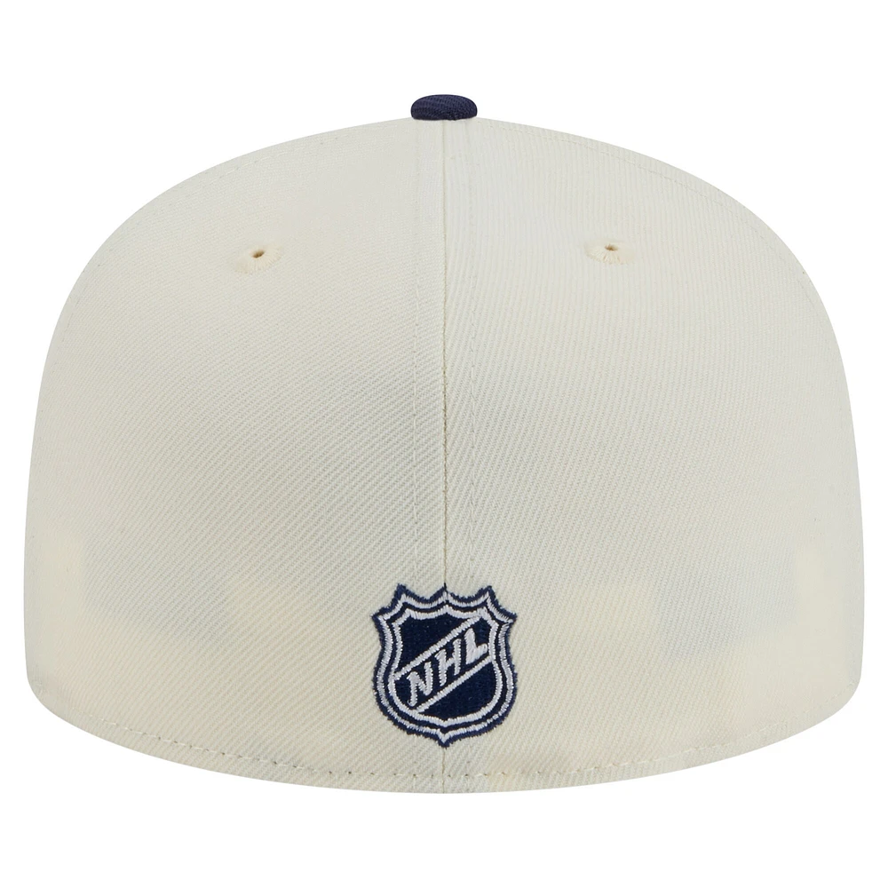 Casquette ajustée Chrome 59FIFTY pour homme New Era crème/bleu marine des Maple Leafs de Toronto