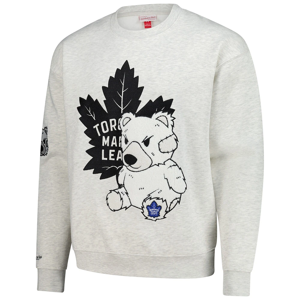Pull ras du cou en peluche pour homme avec motif flocons d'avoine des Maple Leafs de Toronto