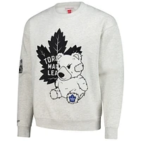 Pull ras du cou en peluche pour homme avec motif flocons d'avoine des Maple Leafs de Toronto