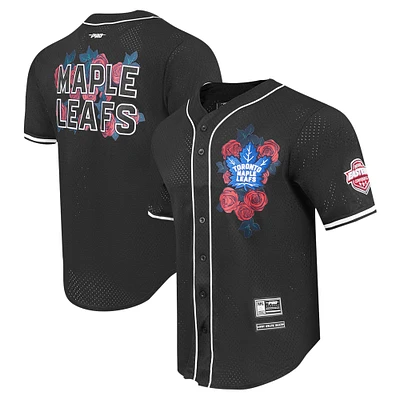 Chemise de baseball à boutons complets en maille noire Pro Standard des Maple Leafs Toronto pour hommes