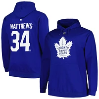 Profil pour hommes Auston Matthews Bleu Toronto Maple Leafs grand et nom numéro - Sweat à capuche