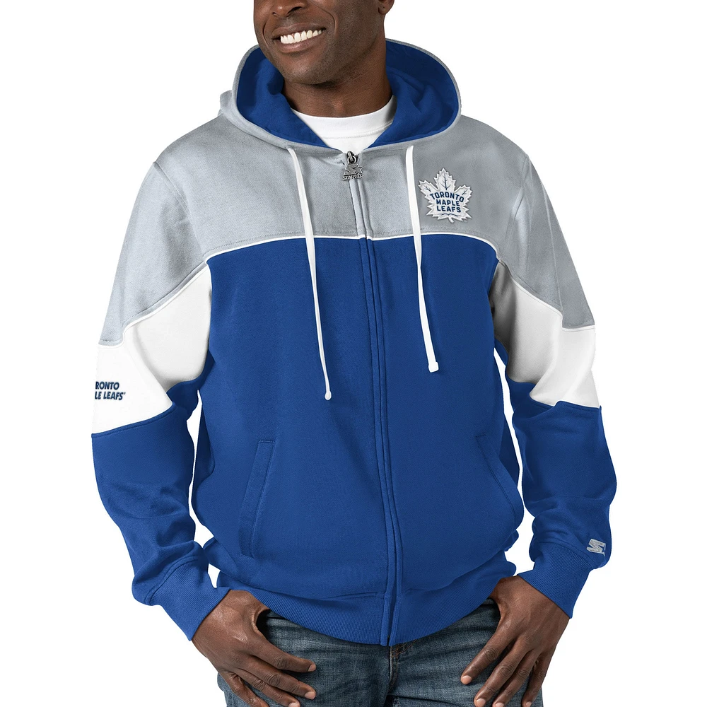 Sweat à capuche entièrement zippé Power Forward des Maple Leafs de Toronto bleu/gris pour hommes