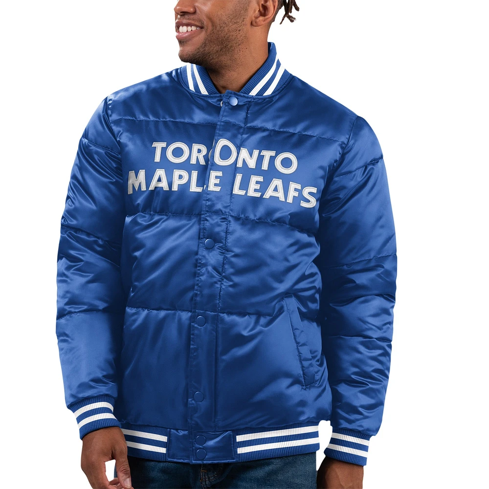 Men's Starter Blue Toronto Maple Leafs Bronx Full-Snap Bubble Jacket