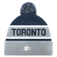 Bonnet en tricot à revers bleu Starter des Maple Leafs de Toronto pour hommes avec pompon