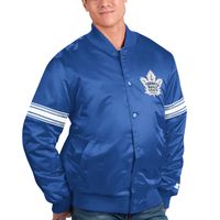 Men's Starter Blue Toronto Maple Leafs Pick & Roll Satin - Full-Snap Varsity Jacket