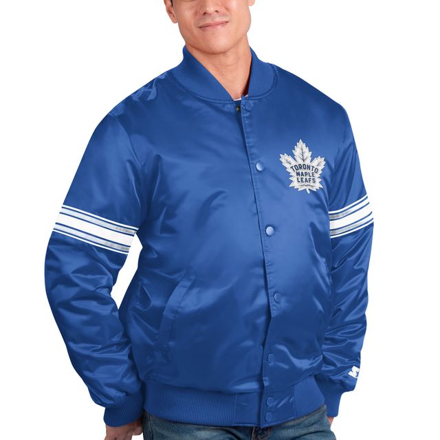 Chandail en satin Pick & Roll des Maple Leafs de Toronto Starter Blue pour hommes - Veste universitaire à boutons-pression