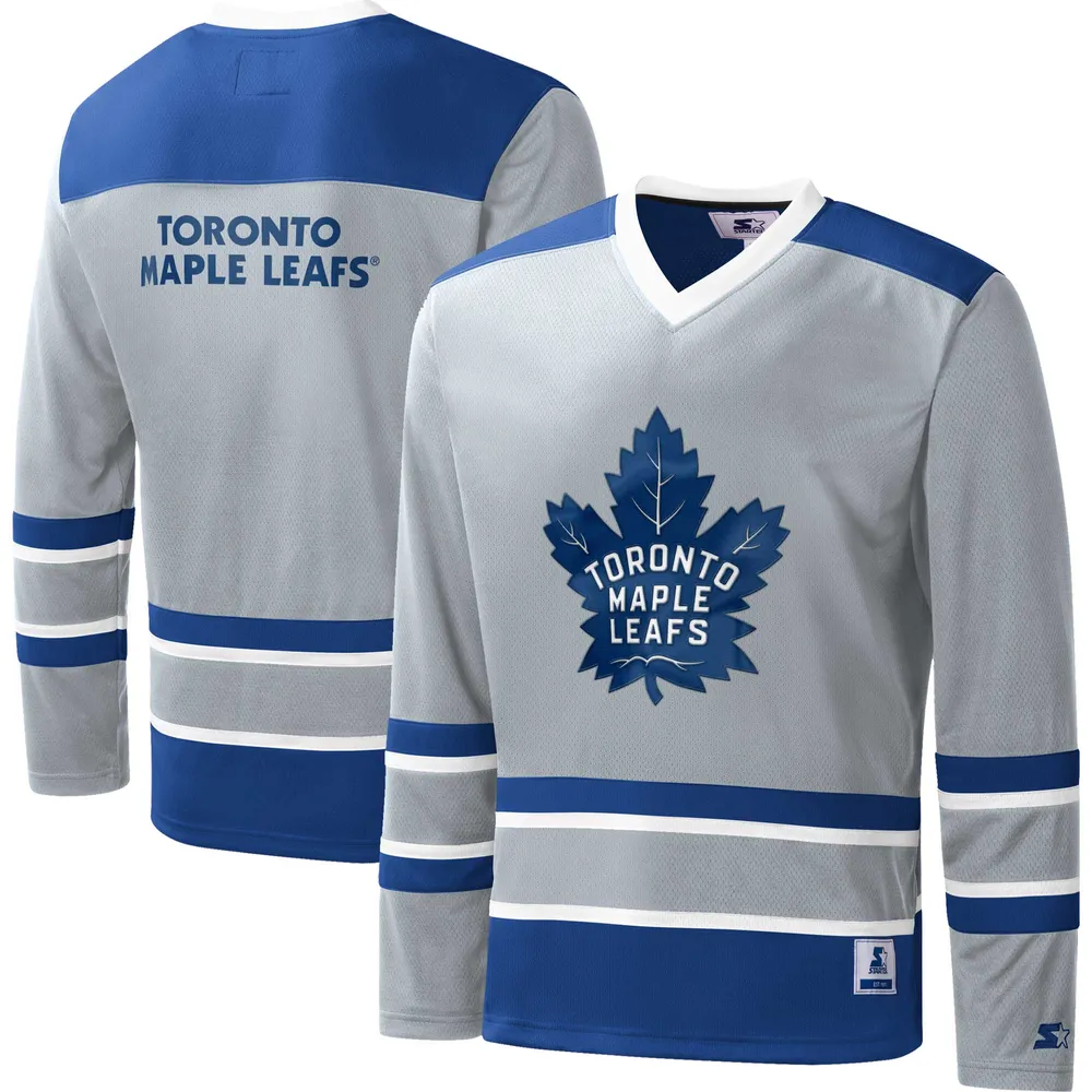 T-shirt à manches longues et col en V des Maple Leafs de Toronto Starter gris pour homme