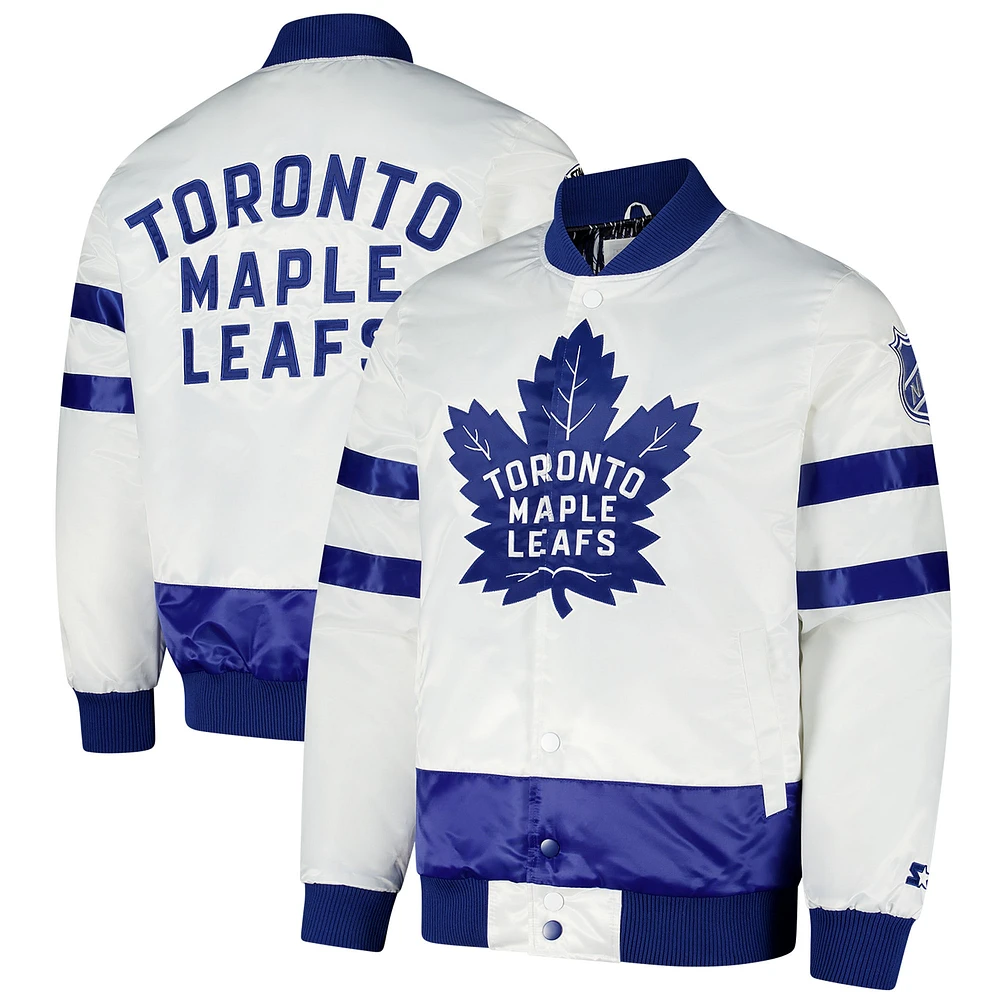 Men's Starter White Toronto Maple Leafs Varsity Full-Snap Jacket