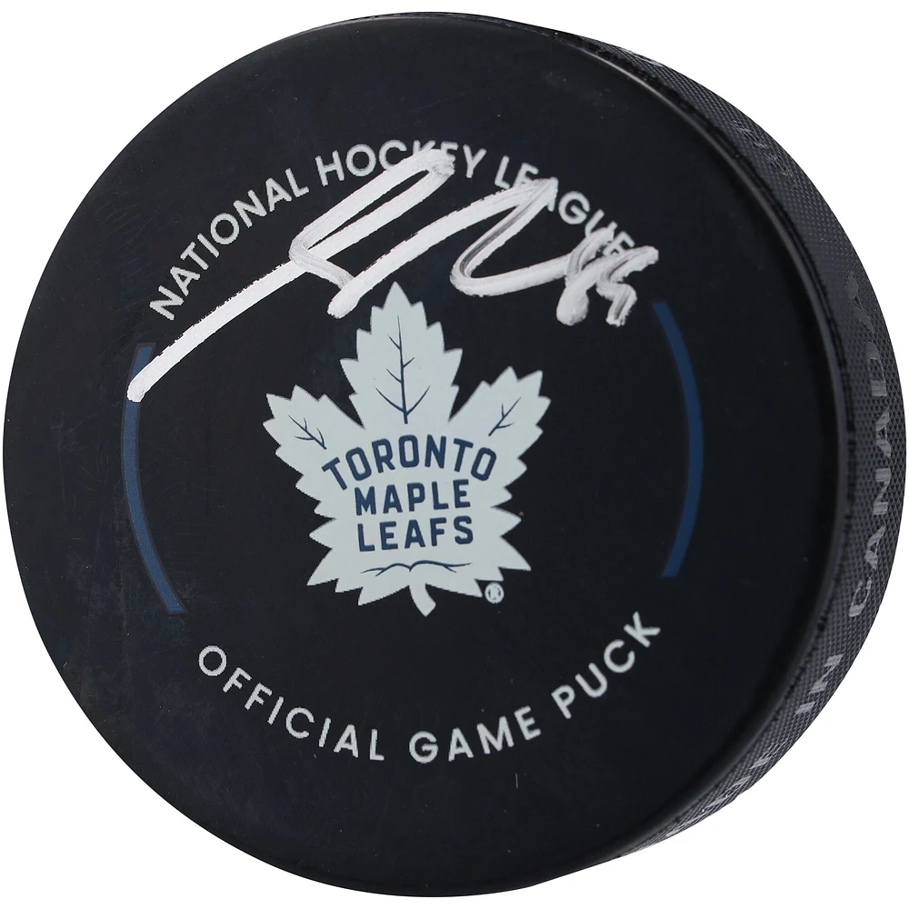 Nick Robertson Toronto Maple Leafs Autographed Official Game Puck 