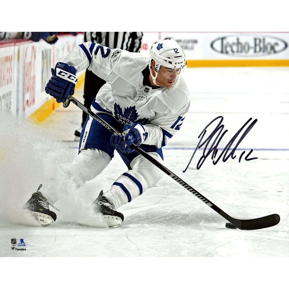 Patrick Marleau Toronto Maple Leafs Autographed 8" x 10" White Jersey Stopping Photograph