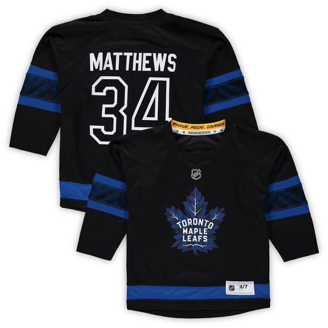 Maillot de joueur de réplique alternative des Maple Leafs de Toronto, Auston Matthews, noir, préscolaire