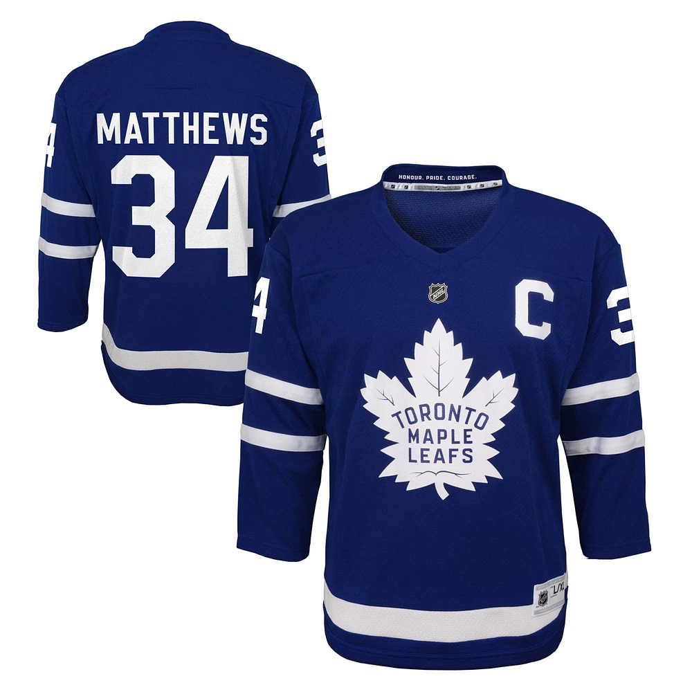 Maillot de joueur à domicile bleu Auston Matthews des Maple Leafs de Toronto pour l'école maternelle