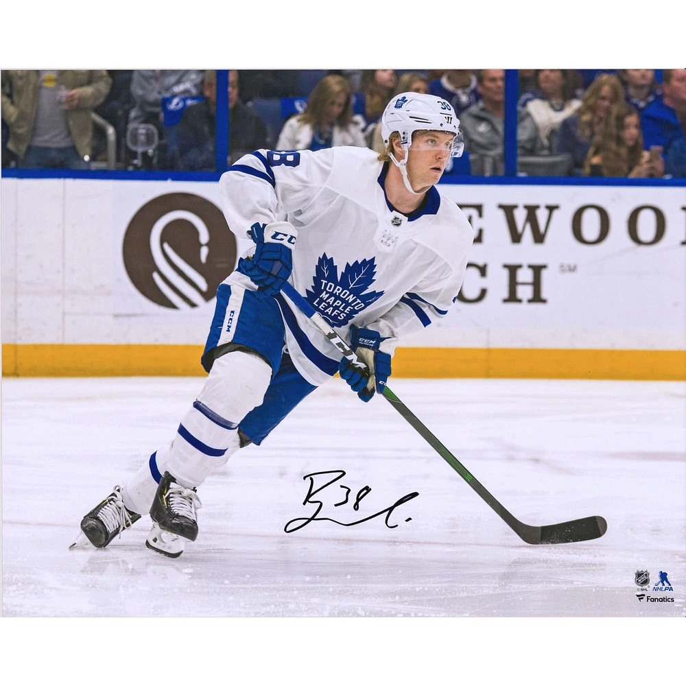 Rasmus Sandin Toronto Maple Leafs Autographié 16" x 20" Blanc Jersey Skating Photo