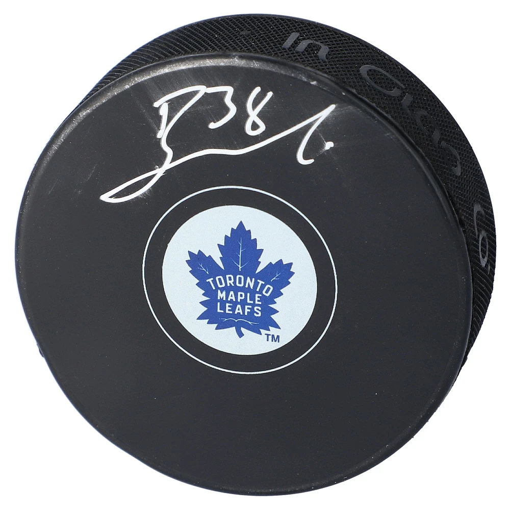 Rondelle de hockey autographiée des Maple Leafs de Toronto de Rasmus Sandin