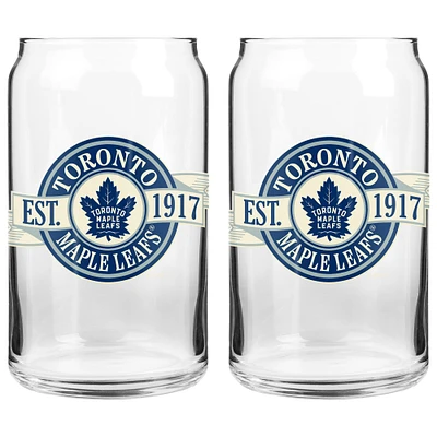 The Sports Vault Maple Leafs de Toronto 16 oz. Ensemble de deux verres à canettes