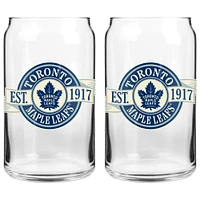 The Sports Vault Maple Leafs de Toronto 16 oz. Ensemble de deux verres à canettes