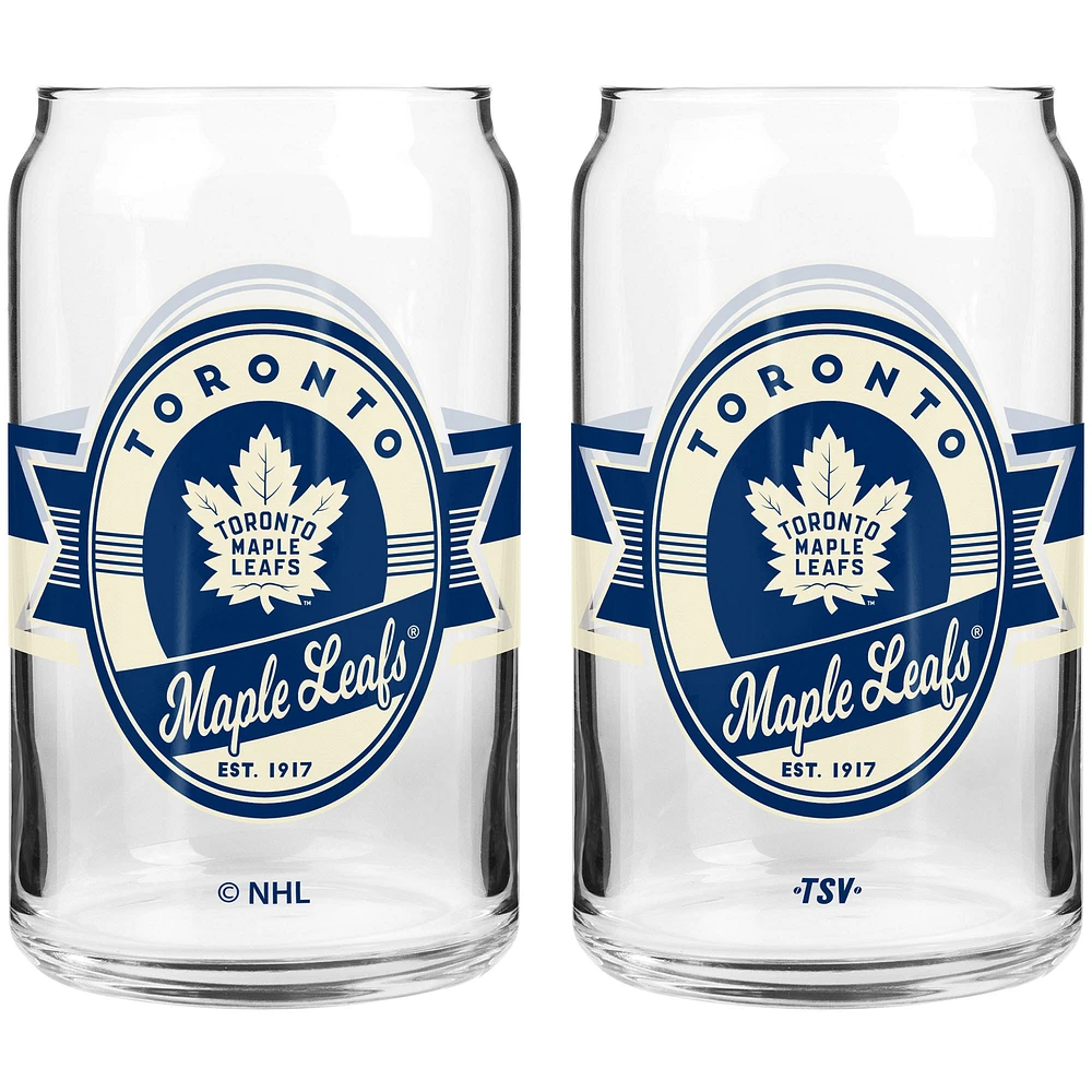 The Sports Vault Toronto Maple Leafs 2-Piece 16oz. Can Glass Set