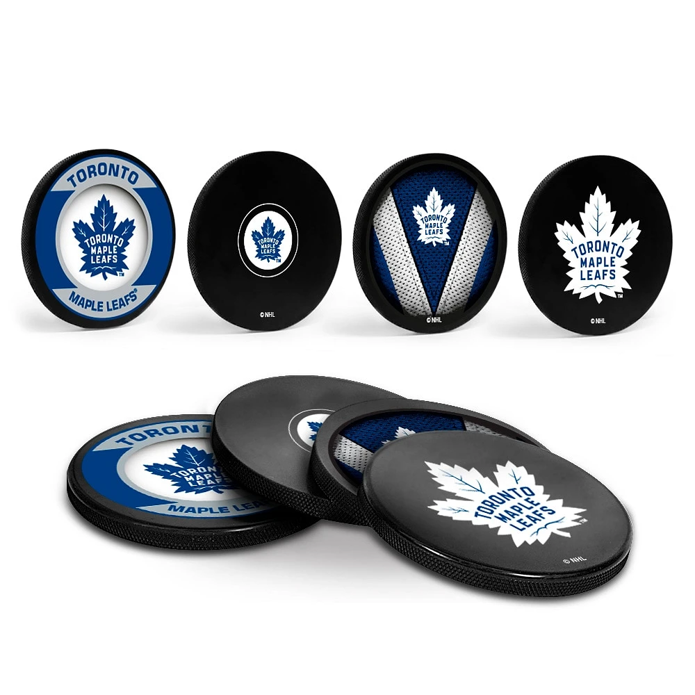 The Sports Vault Ensemble de sous-verres 4 pièces pour rondelles des Maple Leafs de Toronto