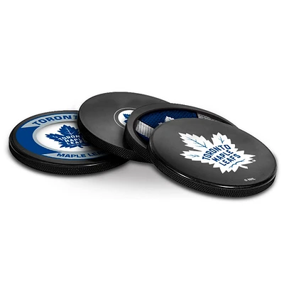 The Sports Vault Ensemble de sous-verres 4 pièces pour rondelles des Maple Leafs de Toronto