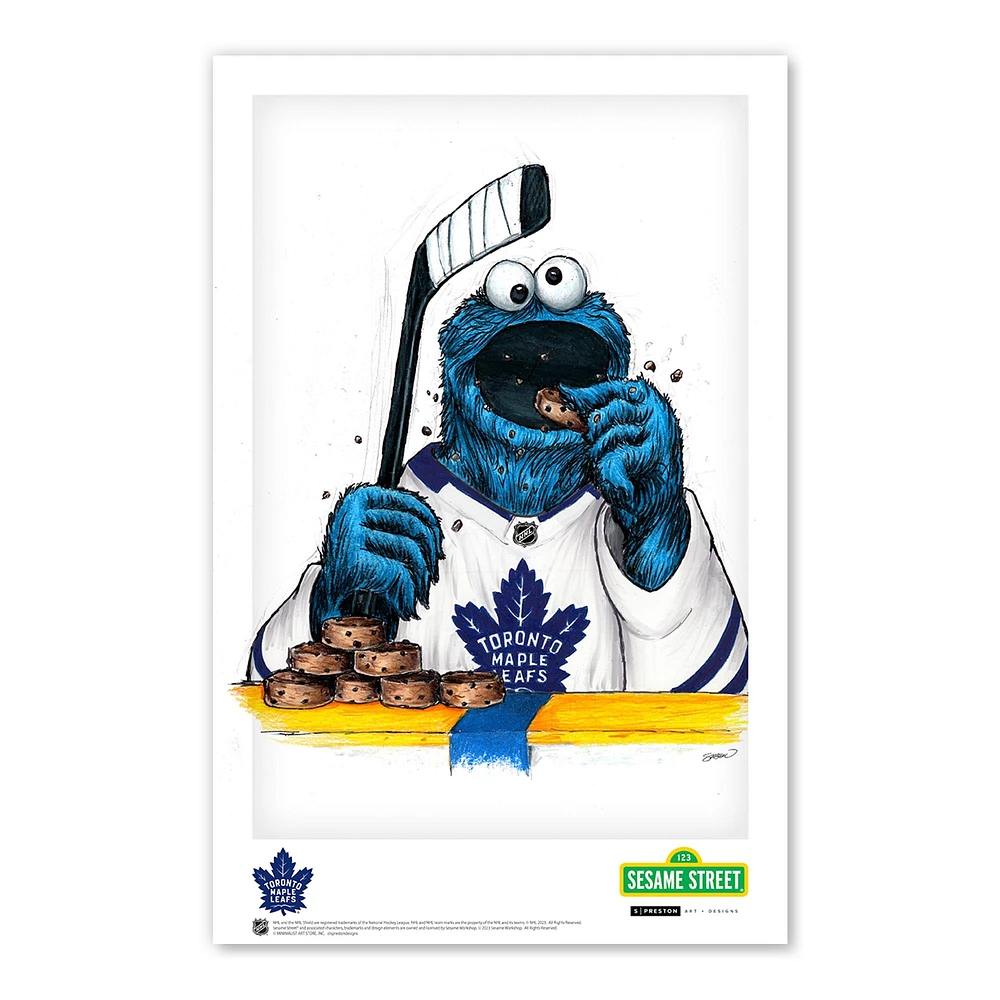 Affiche imprimée Cookie Monster des Maple Leafs de Toronto 11"x 17"