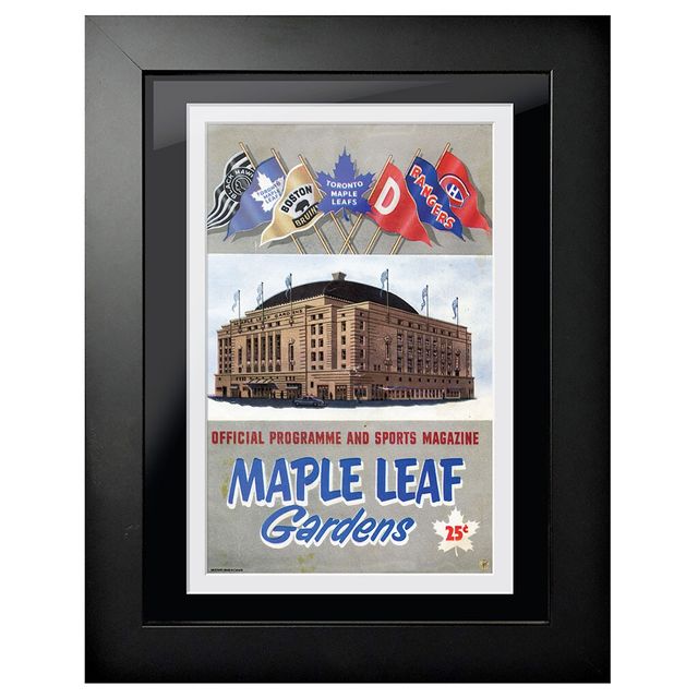 Drapeaux de bannière Maple Leaf Gardens des Maple Leafs de Toronto - Couverture de programme encadrée de 12 po x 16 po