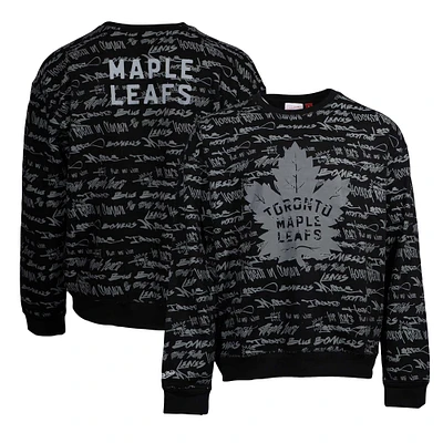 Sweat-shirt unisexe Mitchell & Ness noir des Maple Leafs de Toronto surdimensionné avec mots significatifs