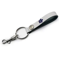 White Toronto Maple Leafs Personalized Leather Loop Keychain