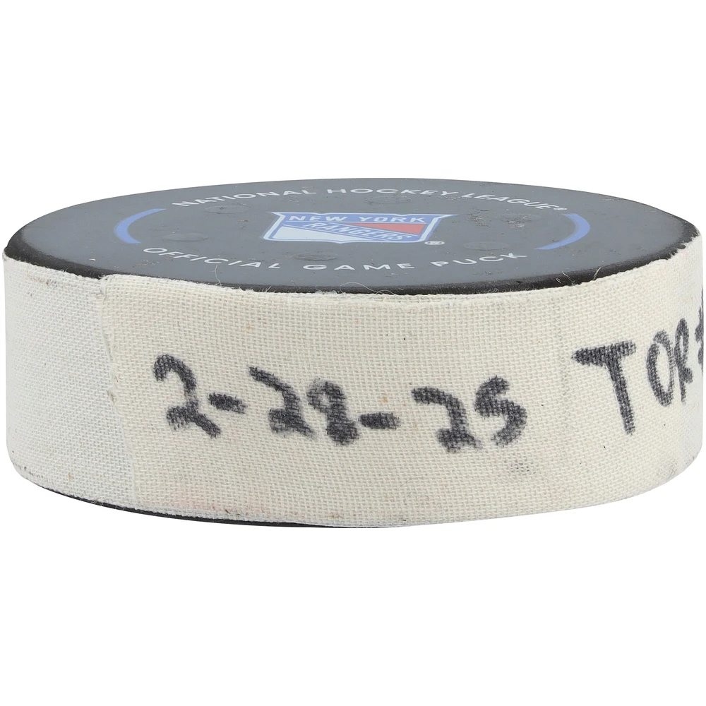 William Nylander Toronto Maple Leafs Game-Used Goal Puck vs. New York Rangers on February 28, 2025