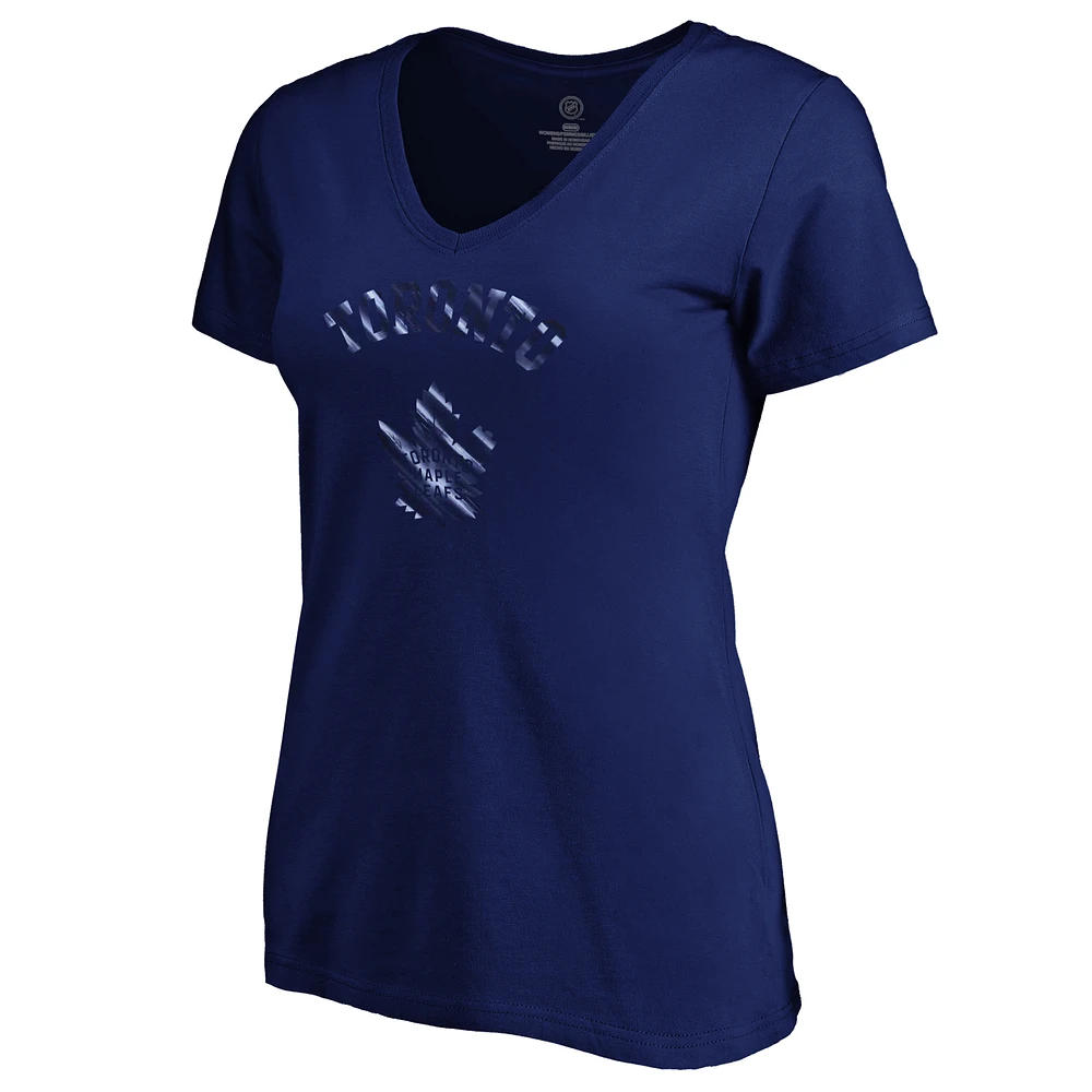 Women's Fanatics  Navy Toronto Maple Leafs Total Shine V-Neck T-Shirt