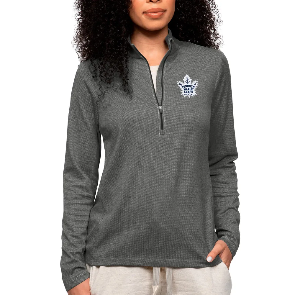 Men's Antigua Black Toronto Maple Leafs Logo Victory Pullover Hoodie