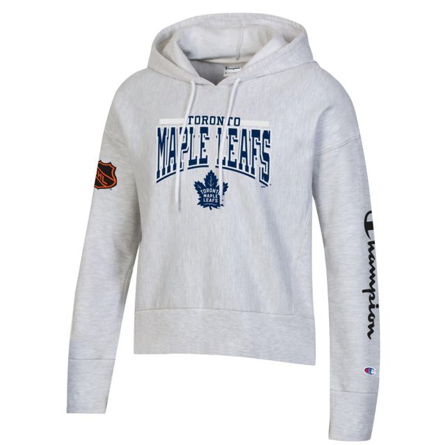 Champion pour femmes gris chiné Toronto Maple Leafs - Chandail à capuchon tissage inversé