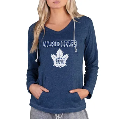 Toronto Maple Leafs Concepts Sport Women's Mainstream Terry Tri-Blend Long Sleeve Hooded Top - Navy