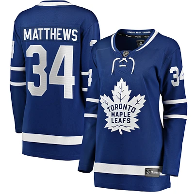 Maillot Breakaway à domicile des Maple Leafs de Toronto Fanatics Auston Matthews pour femmes, bleu