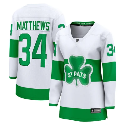 Fanatics pour femmes Auston Matthews Blanc Toronto Maple Leafs St. Patricks Maillot de joueur suppléant Premier Breakaway