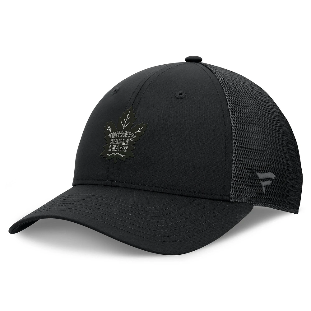 Casquette ajustable noire pour camionneur authentique Pro Road des Maple Leafs de Toronto Fanatics pour femmes