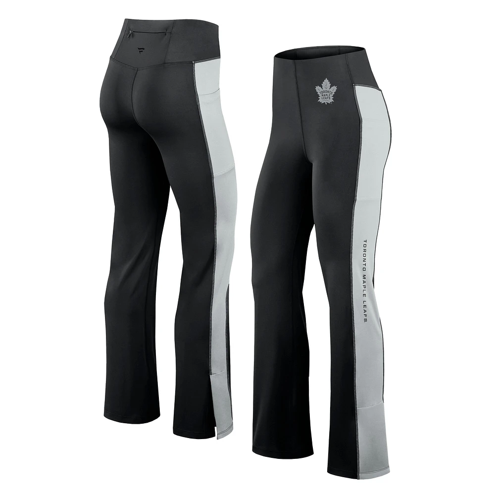 Women's Fanatics Black Toronto Maple Leafs Studio Fitted Flared Leggings