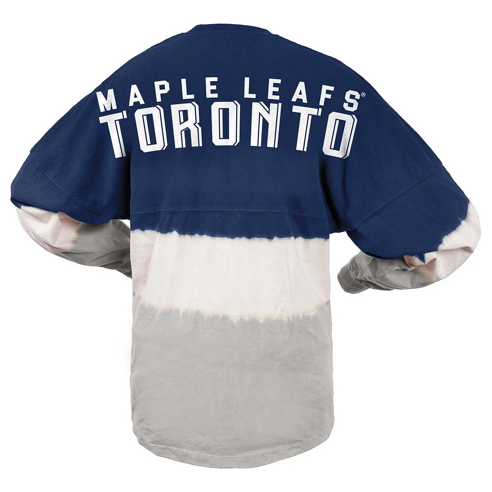 T-shirt à manches longues ombré Fanatics bleu/gris des Maple Leafs de Toronto pour femmes