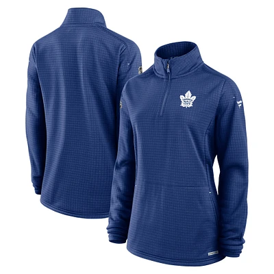 Sweat-shirt léger à glissière quart de tour authentique Pro Rink bleu pour femme Fanatics des Maple Leafs Toronto