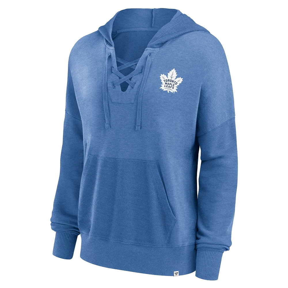 Women's Fanatics  Blue Toronto Maple Leafs Heritage Vintage Lace-Up Pullover Hoodie