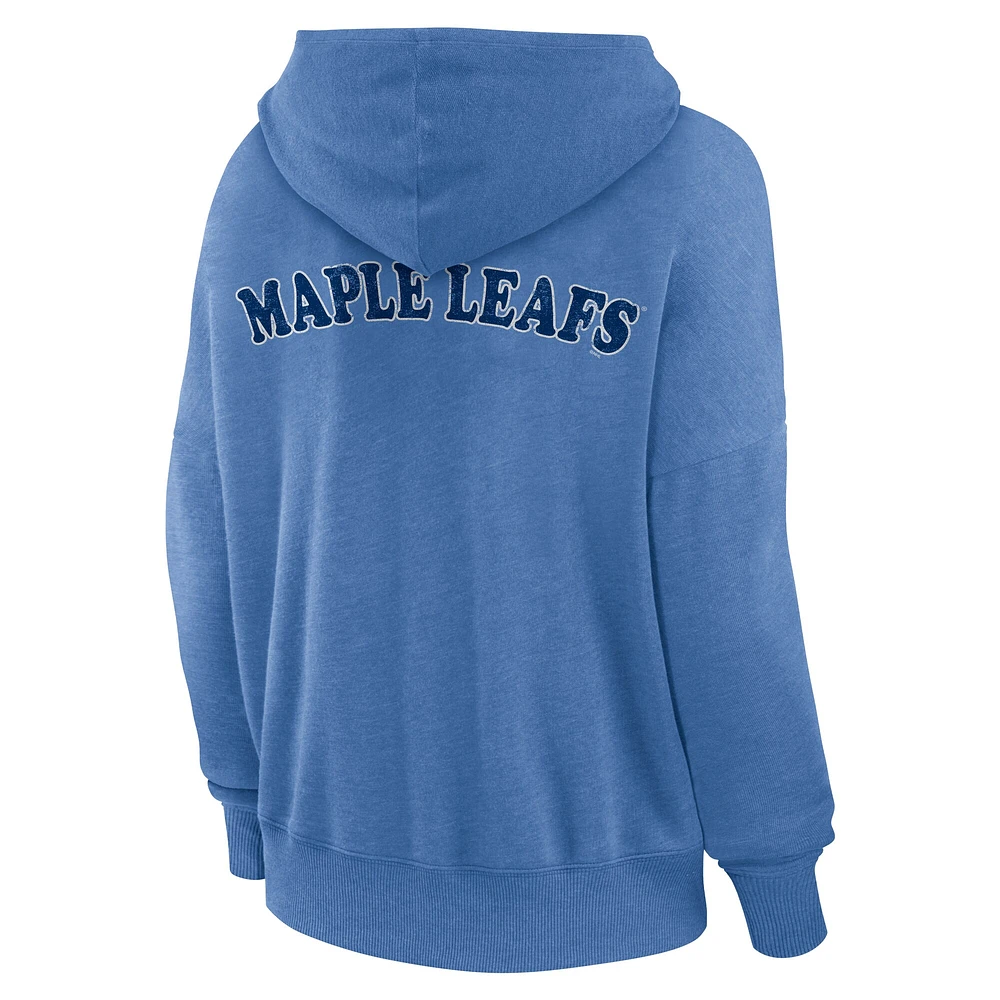 Women's Fanatics  Blue Toronto Maple Leafs Heritage Vintage Lace-Up Pullover Hoodie