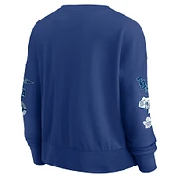 Women's Fanatics  Blue Toronto Maple Leafs Oversized Go Team Pullover Sweatshirt