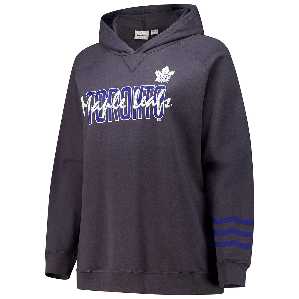 Women's Fanatics Charcoal Toronto Maple Leafs Plus Lightweight Fleece Raglan Pullover Hoodie